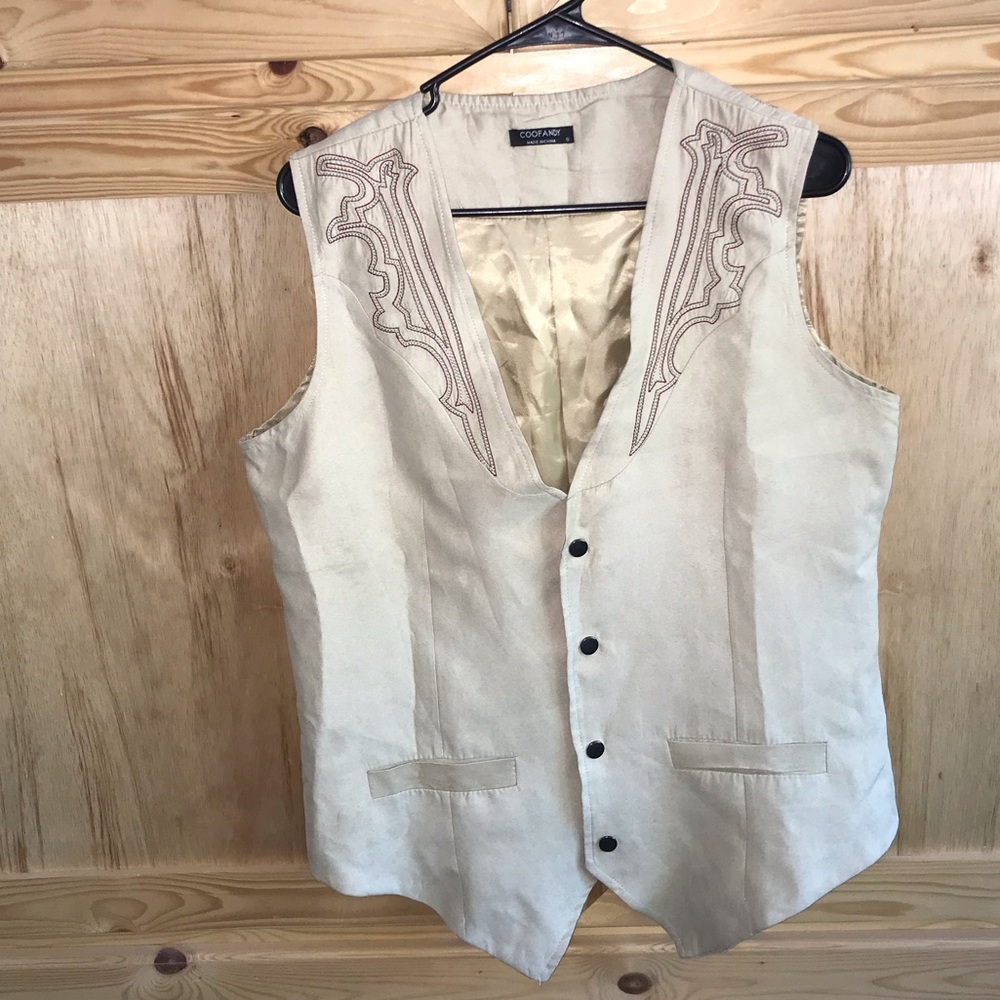 Coof Andy faux suede western rodeo vest size S